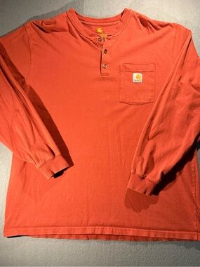 Carhartt Long Sleeve Henley Pocket Shirt in Rust